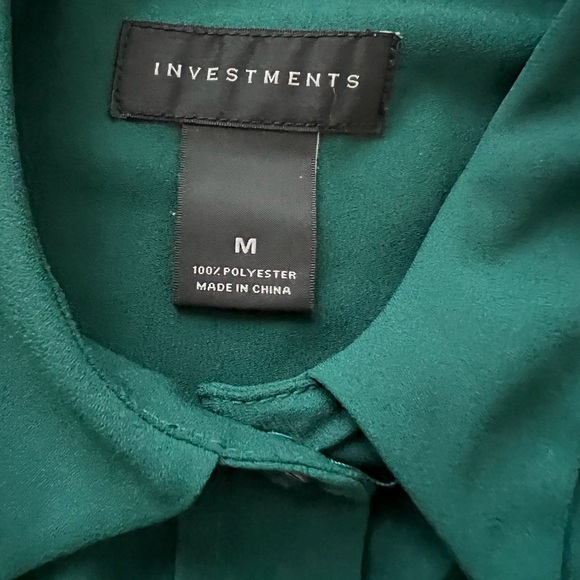 Investments Semi-Sheer Collared Button Down Shirt w/ Long Rolled Button Sleeve - Picture 3 of 4